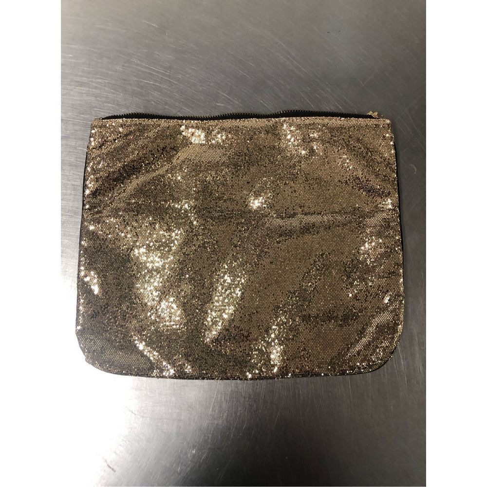 Victoria’s Secret Women’s Gold Shimmery Zip Up Makeup Cosmetic Bag